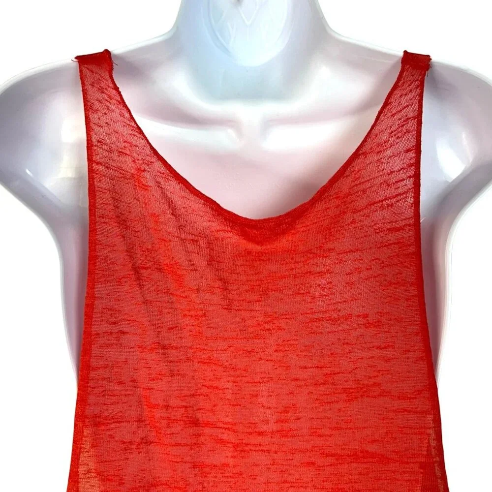 American Flag Sheer Red Tank Top Womens Graphic Print Patriotic USA Med - Picture 5 of 9